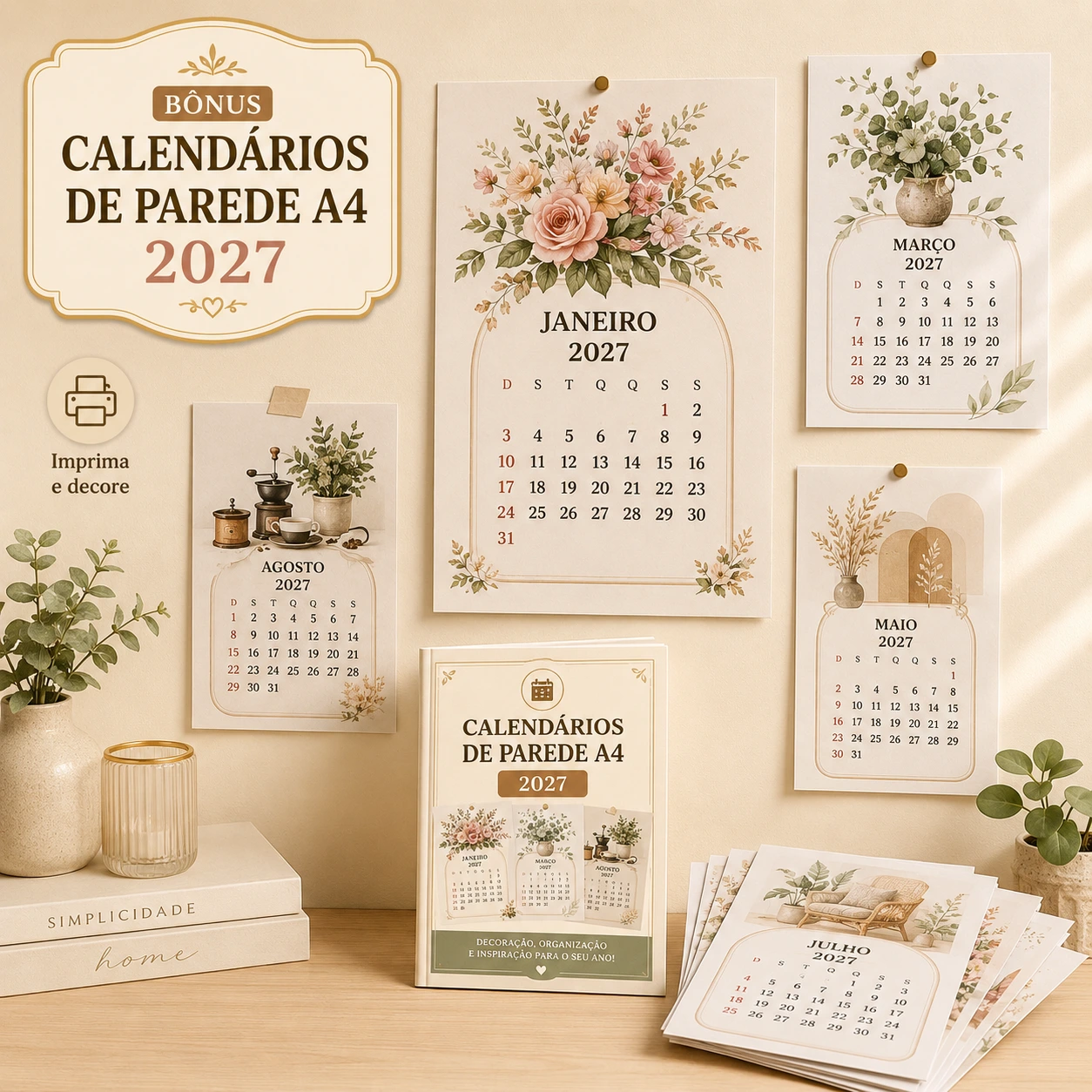 Bônus: Calendários de parede A4
